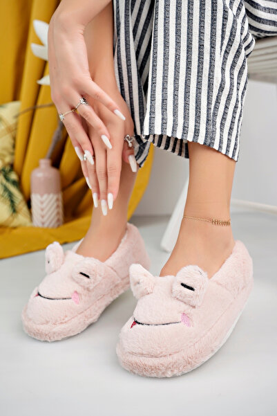 PANTOFİ SHOES Peludo-Kurbağa Figürlü Kaydırmaz Taban Yünlü Kadın Panduf-Ev Te...
