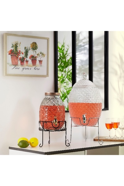 Home Box Aqua Glass Beverage Dispenser with Lid 10 L
