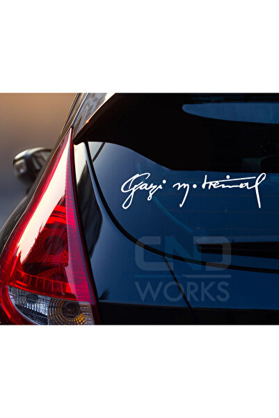 CND works Gazi Mustafa Kemal İmzası Araba-Motosiklet Cam Etiket Sticker 20x5 cm