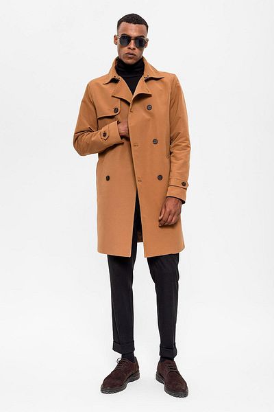 Antioch Tan Belted Double Breasted Trench Coat
