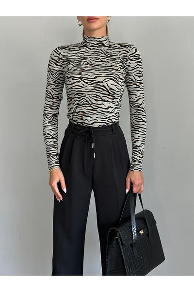 mydukkan.co Μπλούζα Fisherman με σχέδιο Grey Zebra
