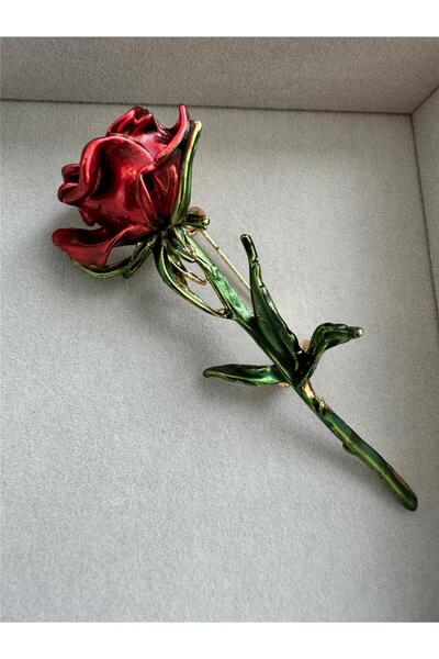Pelin Aksesuar Kırmızı Gül Broş