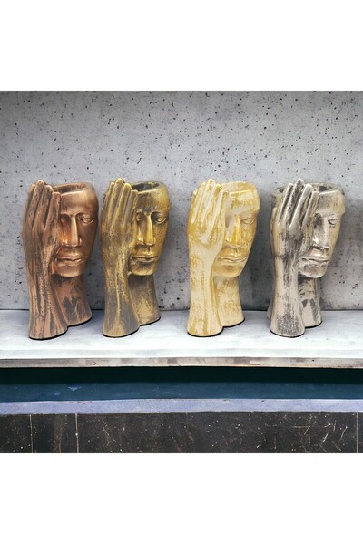 Peramari Πολυεστερικό γυναικείο βάζο σε σχήμα σαξοφώνου - Ασημί αντίκα μονό