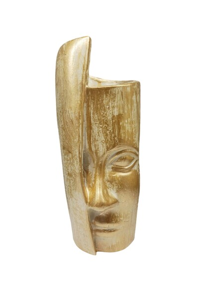 Peramari Πολυεστερικό Μονό Γυναικείο Βάζο Λουλούδια - Κρεμ Χρυσό Αντίκα