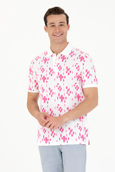 U.S. Polo Assn. Ανδρικό μπλουζάκι πόλο σε ροζ χρώμα 50263426-VR041