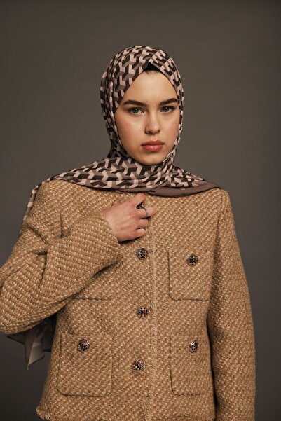 Modakaşmir 3D Scarf Step Desen Medine İpeği Şal