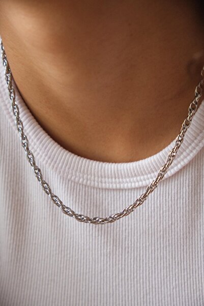 ByFlorya Jewelry قلادة سلسلة ملتوية من الفولاذ المقاوم للصدأ مقاس 3 مم - صغير...