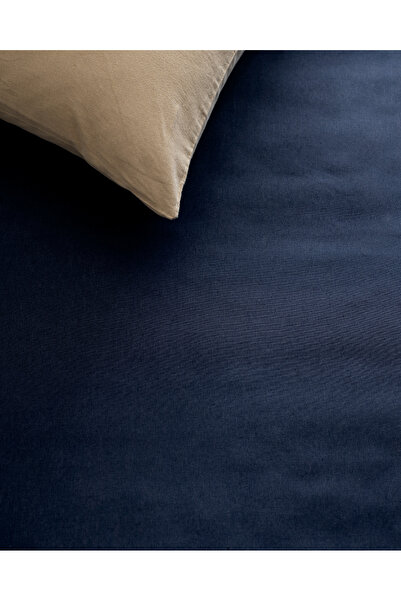 Madame Coco Manon King Size 100% Cotton Ranforce Elasticless Sheet - Navy Blue