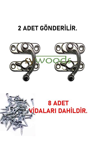 sywoods 2 Pcs Large Size Bow Eye Hook Lock Nickel Box Crate and Lid Clip 37X45 mm