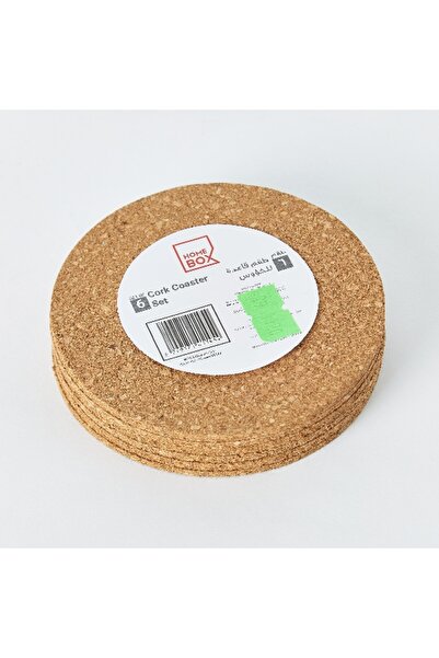 Home Box Vega Cork 6-Piece Round Coaster Set