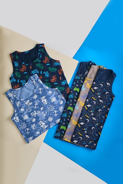 BONY SOCKS 5 Pack Printed and Colorful Thick Strap Tank Top for Boys