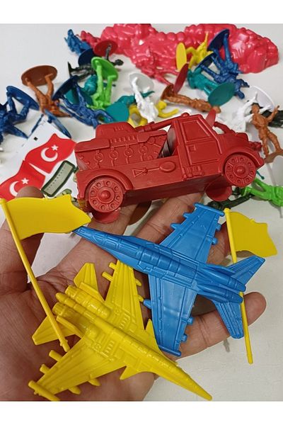 OYUNCAKSAHİLİ 100 Pieces Full Soldier Set - Tank, Helicopter, Commando Plane and Strategy Toy 2 Packs