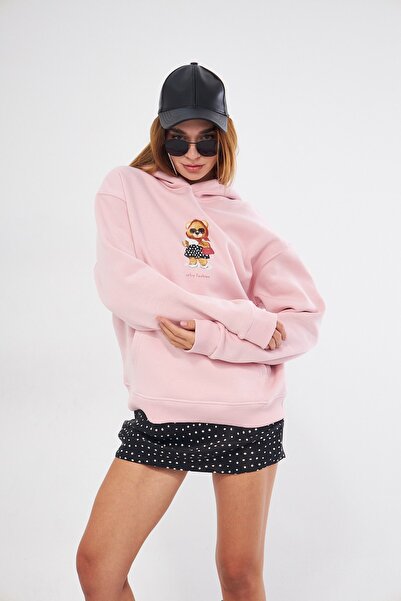 The Champ Clothing Φούτερ με κουκούλα με κουκούλα ροζ πολικό αρκουδάκι με στάμπα