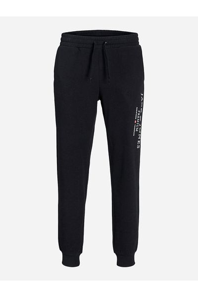 Jack & Jones Logo Print Cuffed Joggers with Drawstring