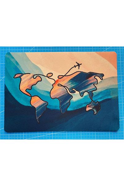 rakkun shop لوحة ماوس مطبوعة بخريطة العالم (28x40 سم)