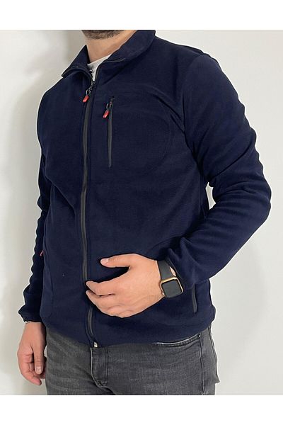 Sobe Hediyelik Ανδρικό Navy Blue Fleece 3 τσέπες εξωτερικού χώρου αντιανεμικό με πλήρες φερμουάρ