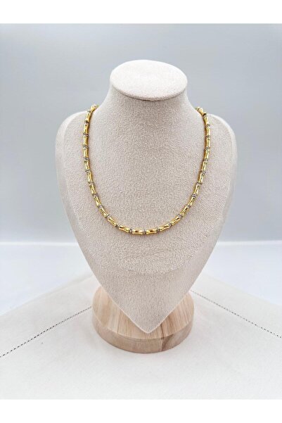 Jerie Gold Dikdörtgen Bombe Dorika Sıralı Kolye