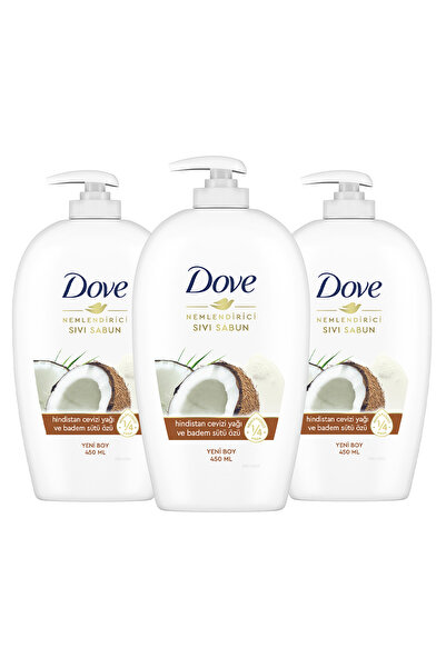Dove Nemlendirici Sıvı Sabun Hindistan Cevizi Yağı ve Badem Sütü Özü 450 ml x3 Adet