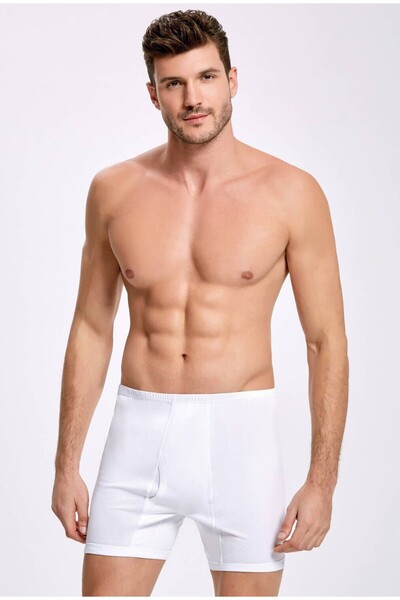 İLKE İÇ GİYİM Long White Men's Underpants 3 Pieces