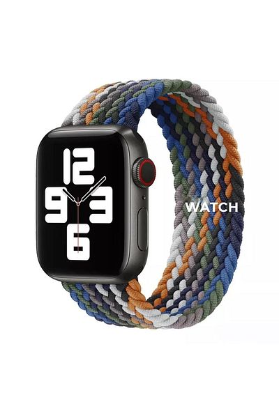 Fibaks Apple Watch Ultra 1 2 3 4 5 6 7 8 9 Se 42 44 45 49 مم متوافق مع حلقة محبوكة متوسطة الحجم من الدنيم