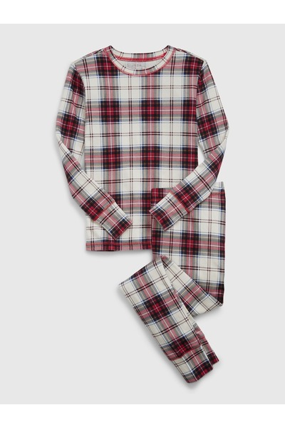 GAP Erkek Çocuk Kırmızı Ekose Desenli Pijama Seti