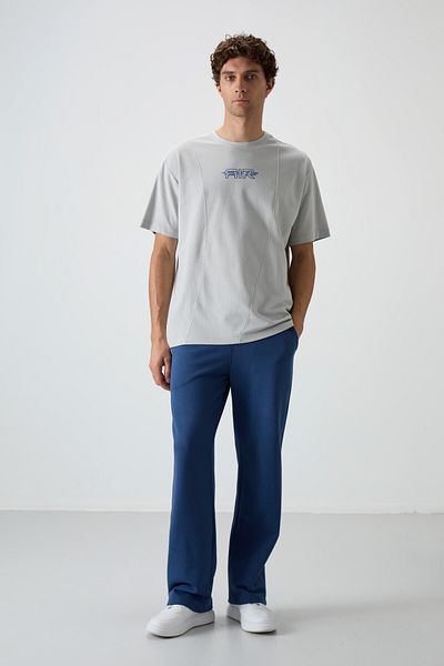 AIR JONES Tricou pentru bărbați, bumbac, cu suprafață groasă, texturizat, cu imprimeu supradimensionat - 88372