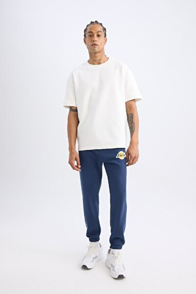 DeFacto Los Angeles Lakers Fit Jogger Sweatpants with Pockets and Elastic Waist Legs X9631Az24Au