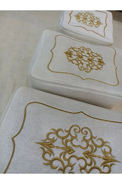 şenkahveci tekstil şenkahveci tekstil Çeyizlik Kadife Gold Işlemeli 3`lü Bohç...