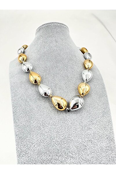 Jerie Gold Silver Color Almond Drop Steel Pendant