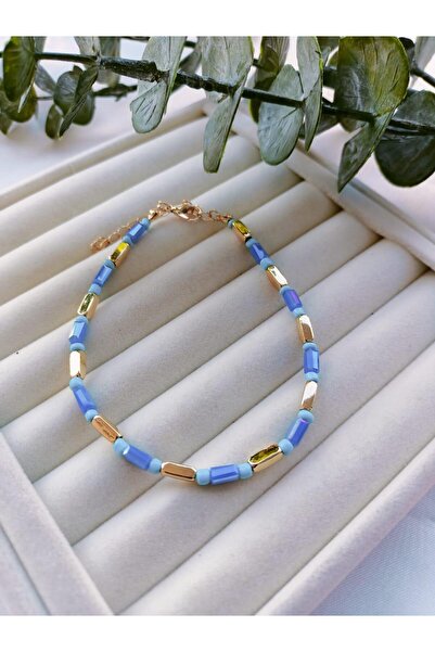 Jerie Renkli Kristal Boncuk Gold Detaylı Halhal