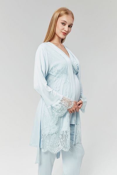 Rimel Homewear Set pijama de maternitate cu detaliu din dantela cu doua piepturi cu halat