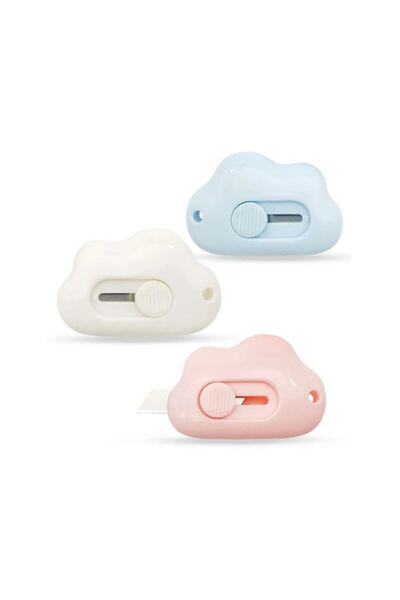 Genel Markalar Taşınabilir Sevimli Bulut Şeklinde Falçata - Maket Bıçağı 3 Renk 1 Adet Gönderilecek