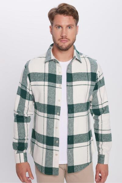 Tudors Slim Fit férfi karcsúsított favágó kockás téli ing