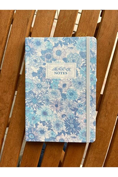 EyER Shoping A5-02 Bloc de note cu model floral în dungi - 80yp Albastru