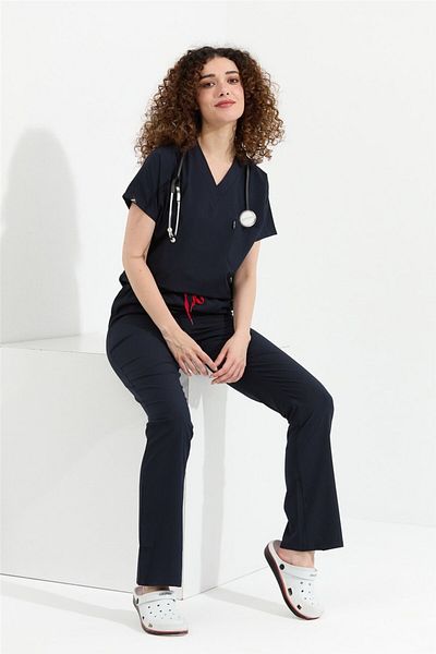 Çatı Medikal Happiness Spaniard - Tricou din lycra Doctor Nurse Kit Scrubs Uniforme Costum chirurgical (FEMEI), Laci