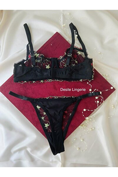 ARONA Red-Green Star Balened Bra Set