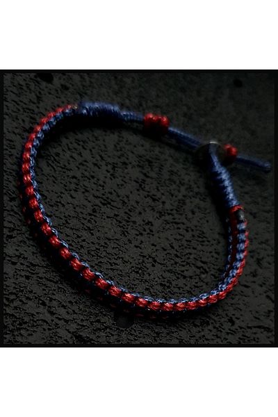 Seven Art Jewelry Burgundy Blue Color Bracelet, Macrame Bracelet, Rope Bracelet, Antique Silver Button