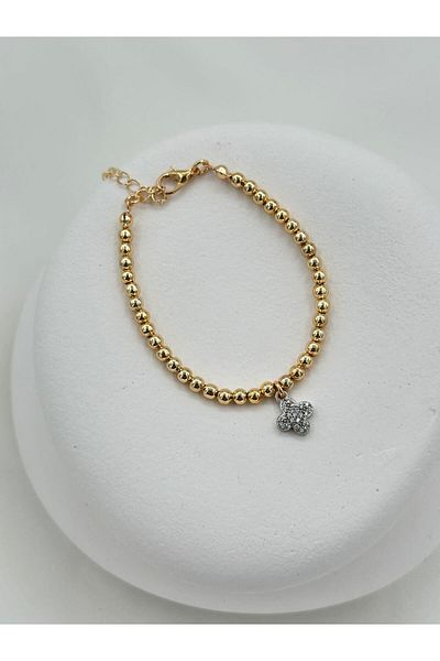 Jerie Clover Detailed Gold Heel Bracelet