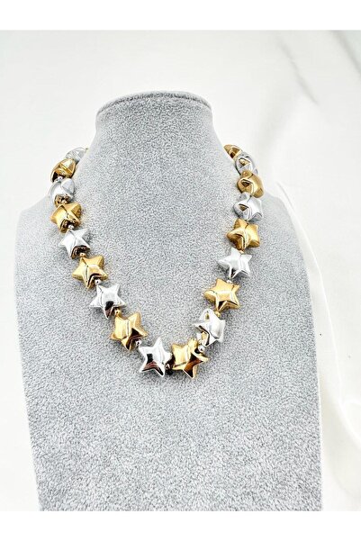 Jerie Gold Silver Color Star Steel Necklace