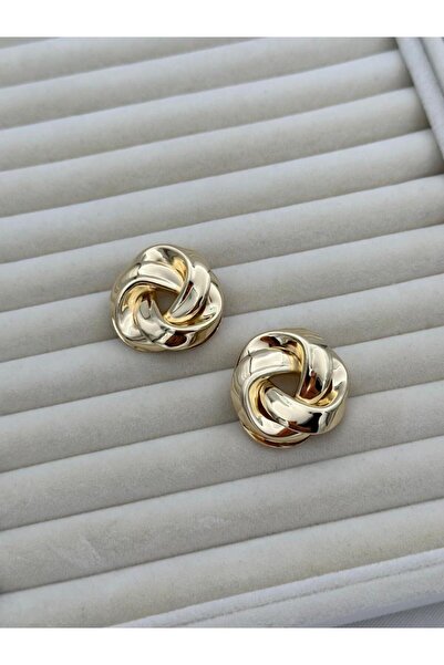 Jerie Özel Seri Gold Silver Sarmal Bombeli Trend Küpe