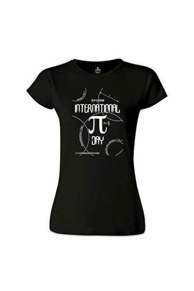 Lord T-Shirt الرياضيات - تي شيرت نسائي أسود Pi 8