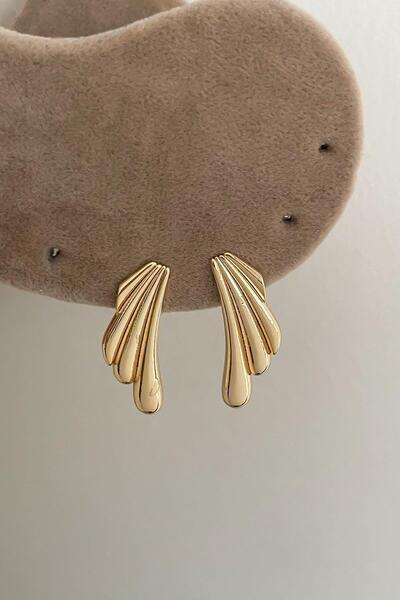 Jerie Special Series Gold Serrated Plate Current Drop Model Trend Earrings