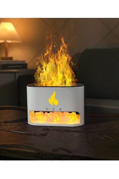 MATECHNO 250 ml Tuz Taşlı Işıklı Ultrasonik Hava Nemlendirici Buhar Makinesi Ve Aroma Difüzörü Aromaterapi