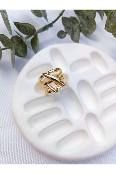 Jerie Gold Colored Curved Plate Ring