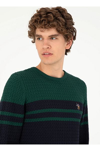 U.S. Polo Assn. Us Polo Assn. Тъмносин мъжки тесен пуловер - G081Sz0Tk.000. 1964104 Dmls