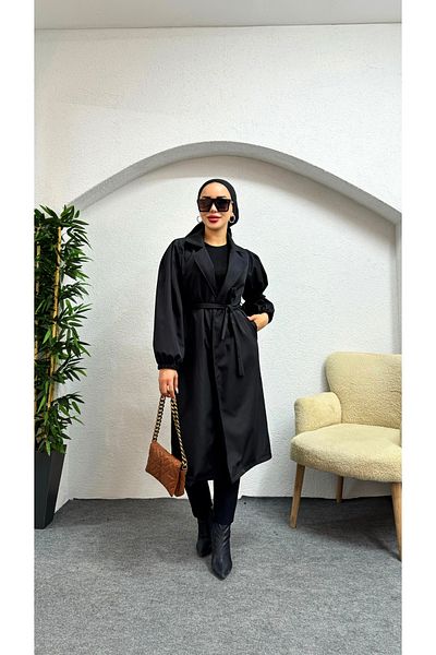 modasusev Καμπαρντίνα με ζωσμένο μπαλόνι μανίκι