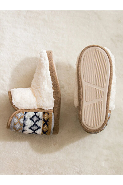 LC Waikiki LCW STEPS Ekru Nakışlı Kadın Pelüş Ev Botu