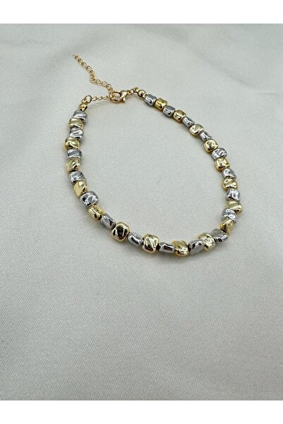 Jerie Gold Ve Silver Kare Dövme Plaka Halhal