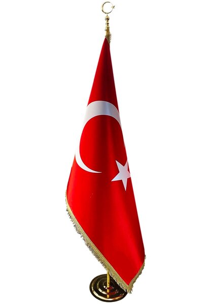 Bilsan Türk Makam Bayrağı Saçaklı Gold Set