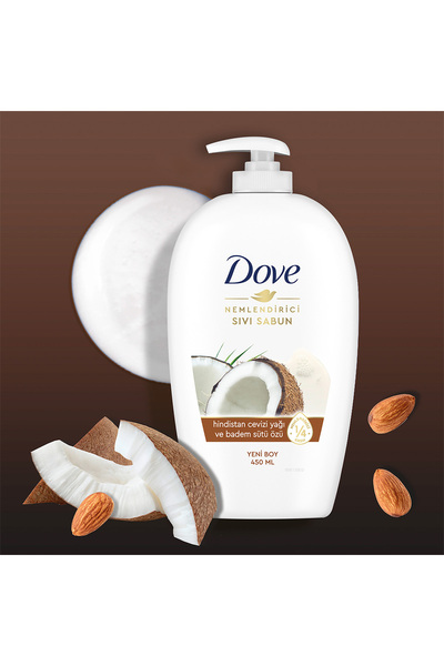 Dove Nemlendirici Sıvı Sabun Hindistan Cevizi Yağı ve Badem Sütü Özü 450 ml x3 Adet